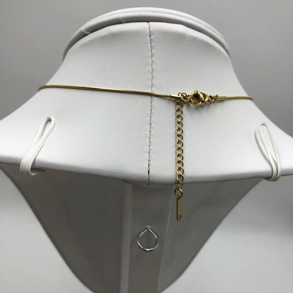 18K Gold Plated Women's Modern Texture Abstract Art Necklace Hypoallergenic